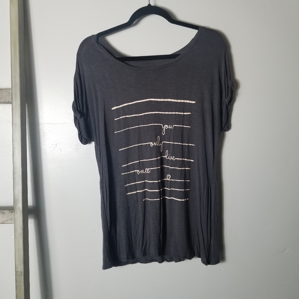 APT 9 CUFFED SLEEVE GRAY BLOUSE SIZE LARGE